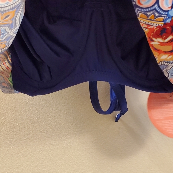 Profile Blush swimwear/ bralette with blue pattern poly fabric layered, SM, NWT - Picture 3 of 10